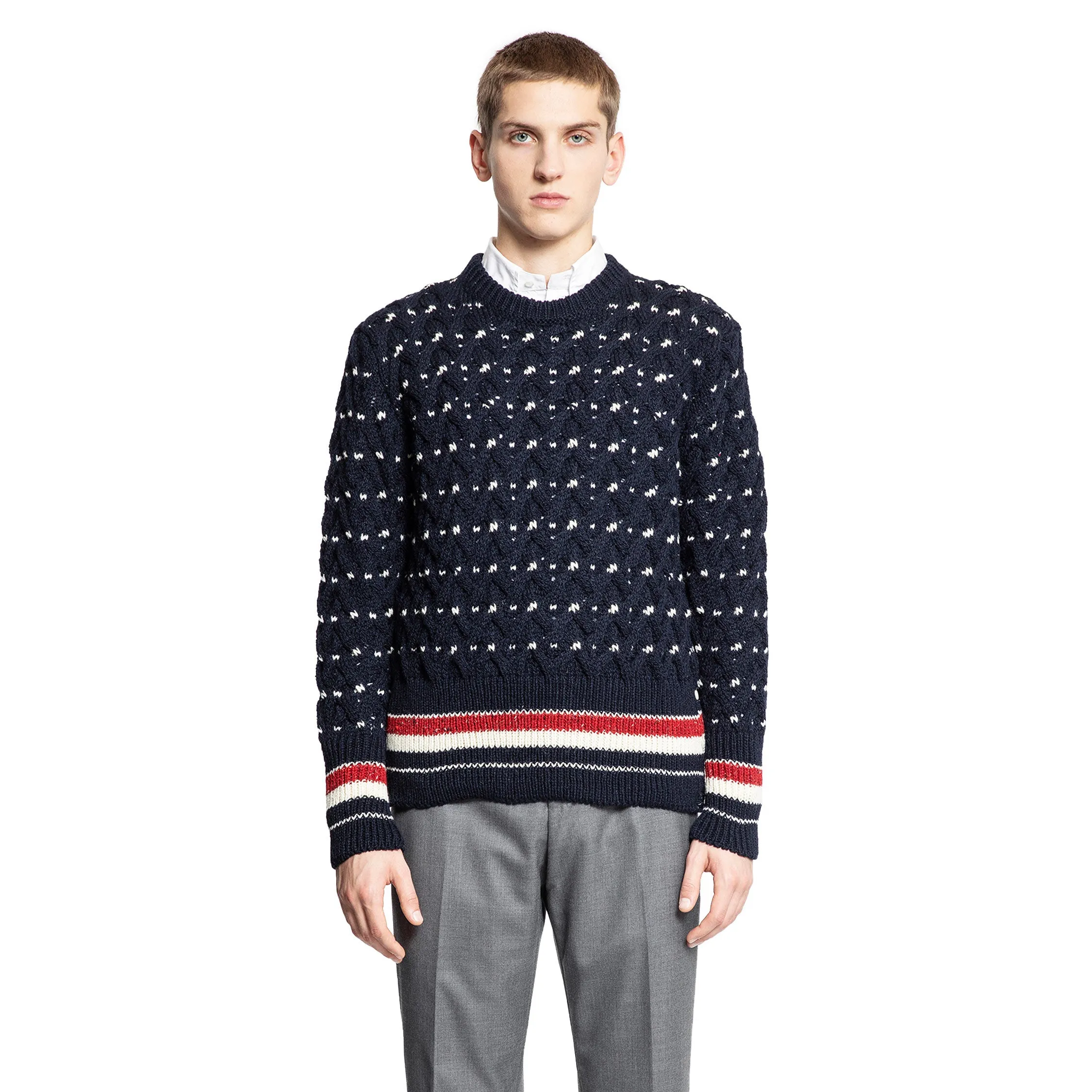 THOM BROWNE MAN BLUE KNITWEAR