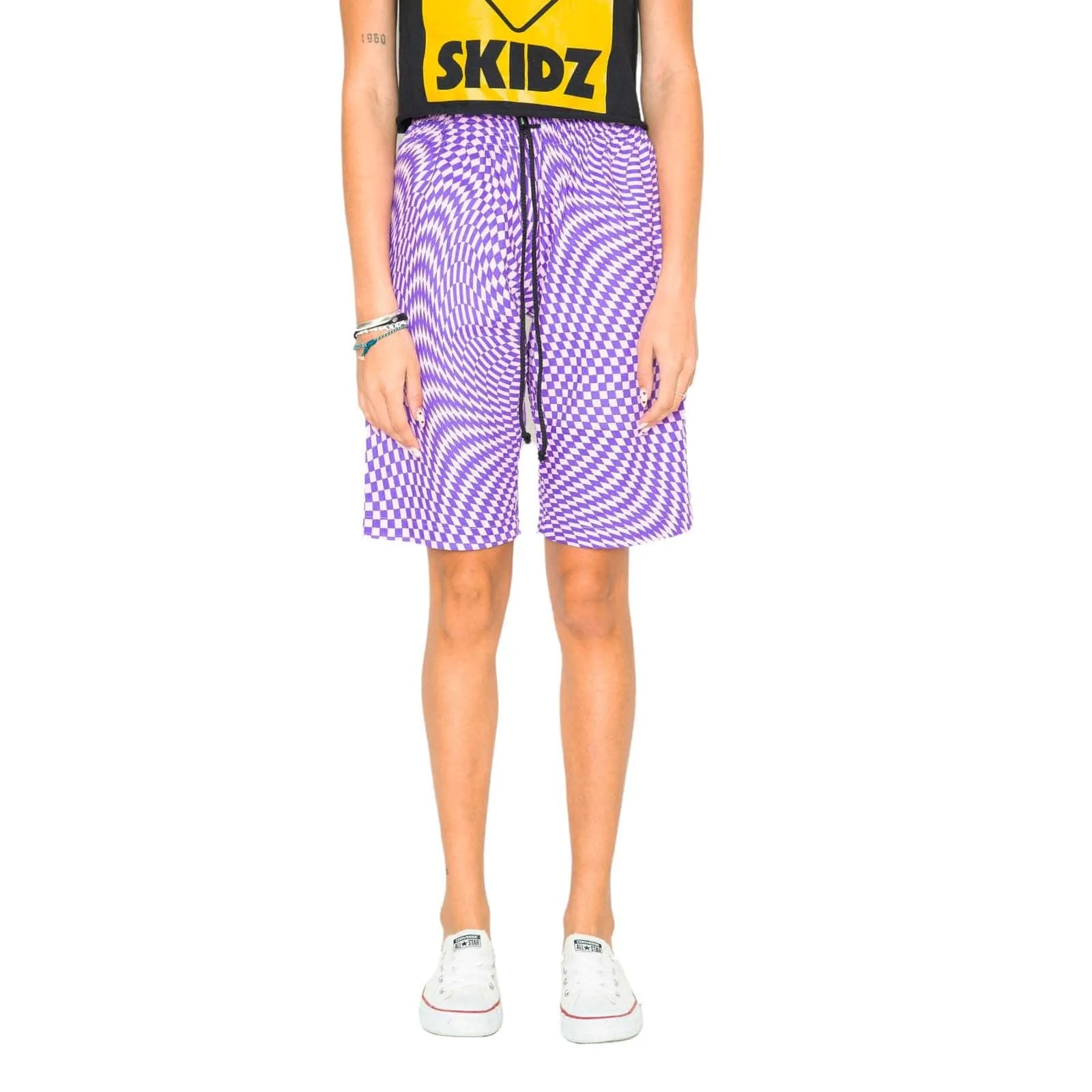 Trippy Check Shorts - Lilac & Purple