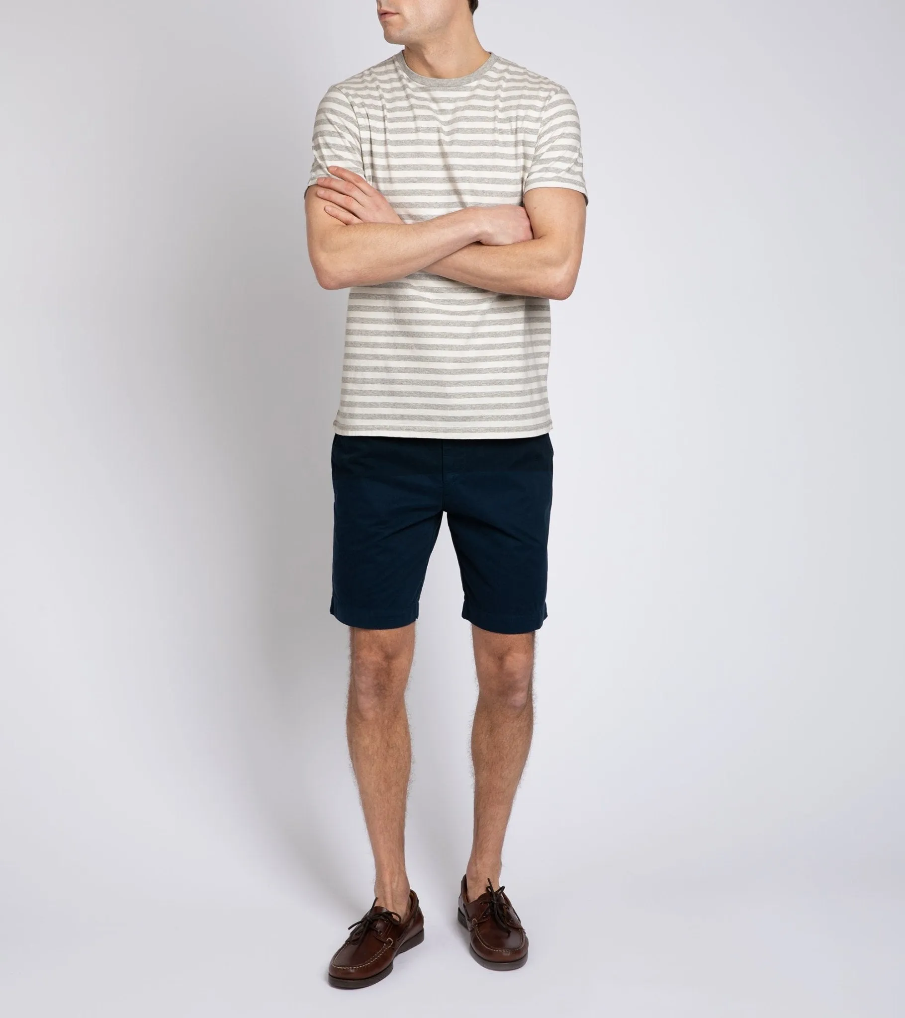 Trunk York Stripe T-Shirt: Ecru/Grey