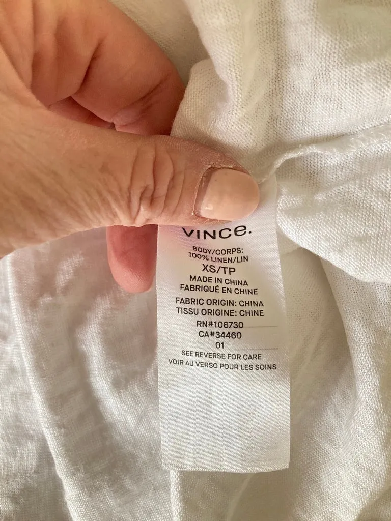 Vince White Linen Top, XS