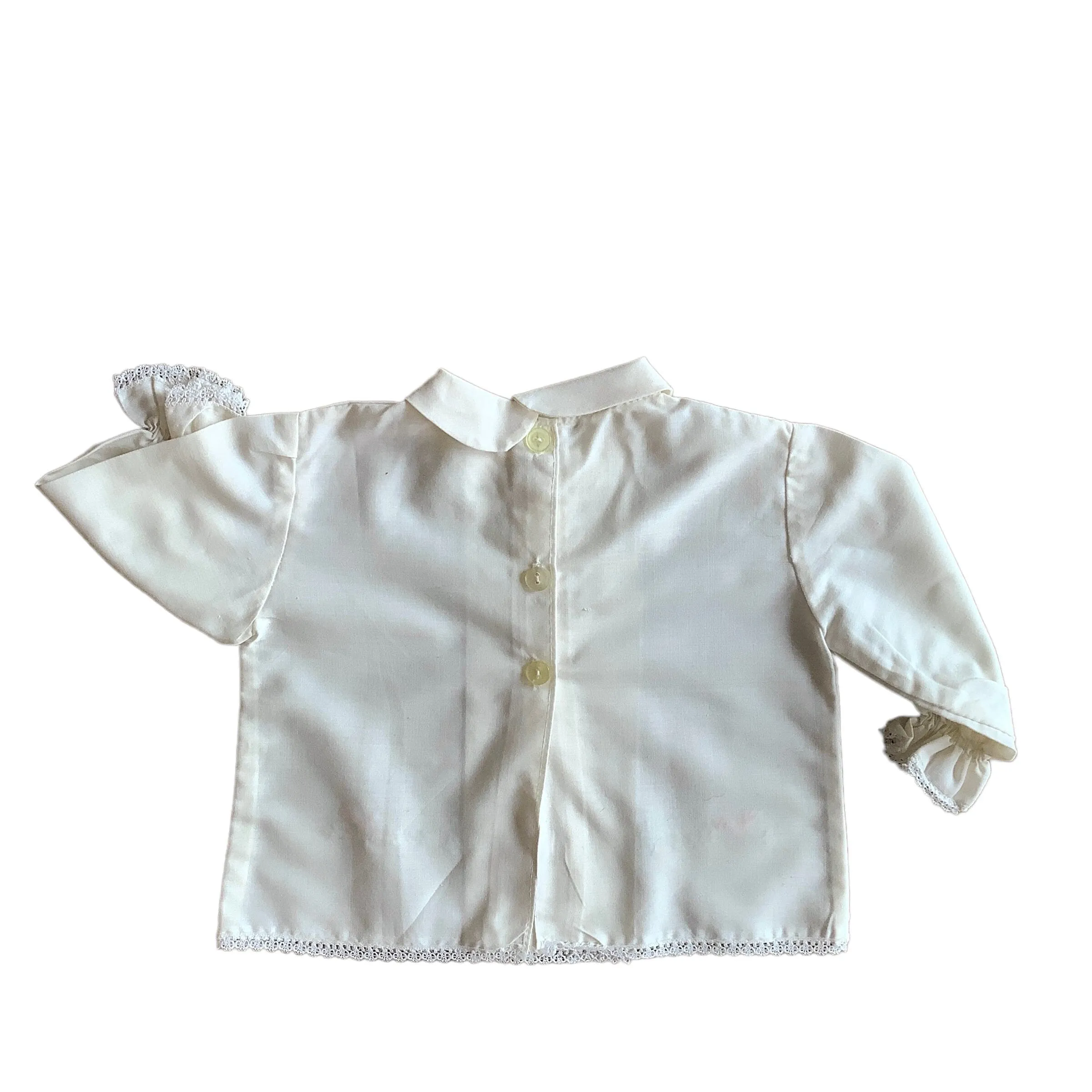 Vintage 60's Ivory Embroidered Shirt/ Top / Blouse / 0-3 Months