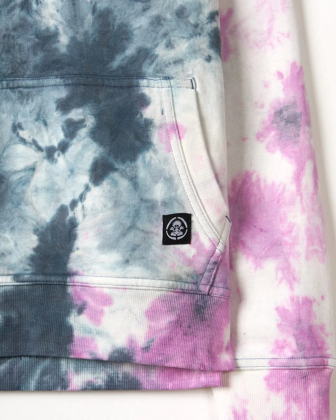 Wave Rider Wales - Kids Tie Dye Pop Hoodie - Pink/Grey