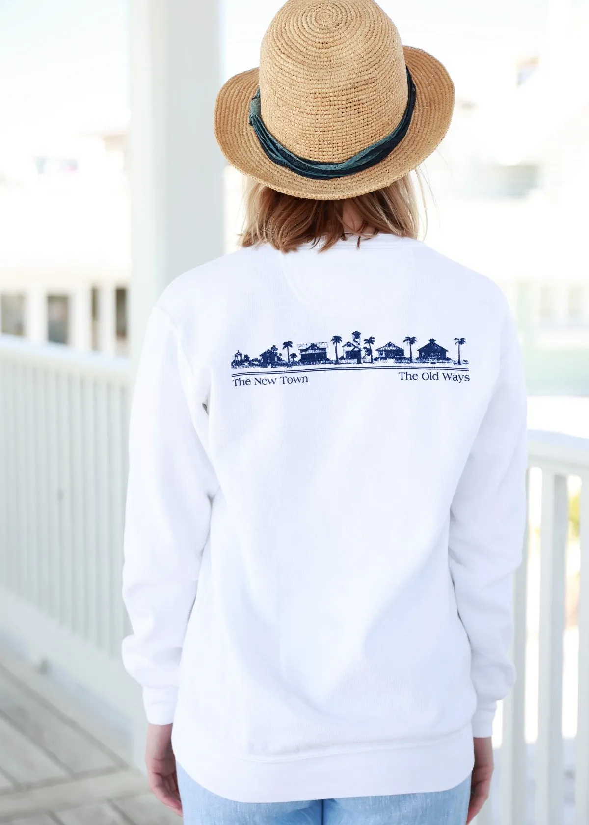 White Unisex Seaside Sweatshirt