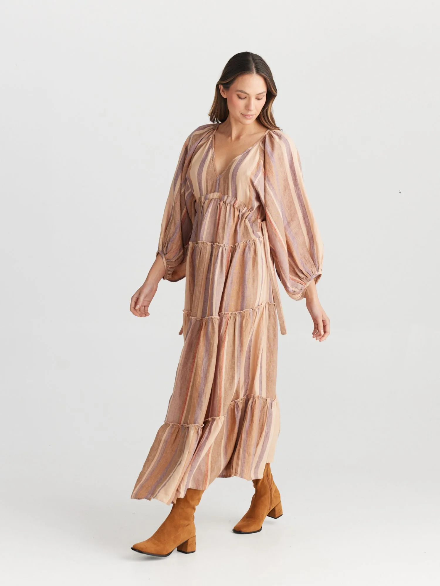 Wing & A Prayer Maxi Dress | Santal Stipe