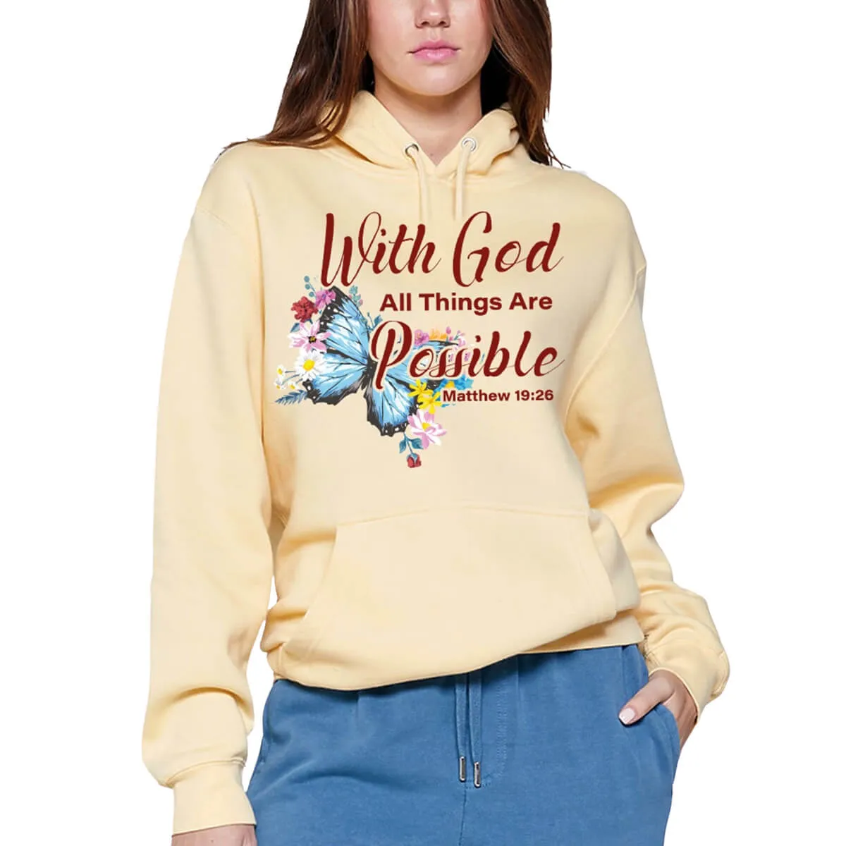 With God All Things Are Possible Butterfly Sweatshirt Hoodie