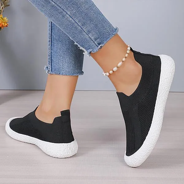 Women's Casual Mesh Slip-On Black Breathable Flats 15001840S