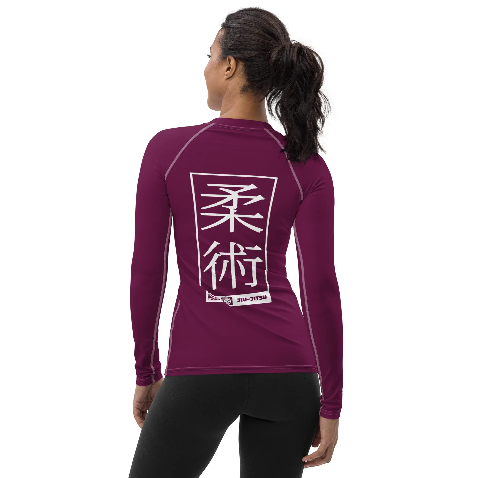 Womens Long Sleeve BJJ Rash Guard - Jiu-Jitsu 013 - Tyrian Purple