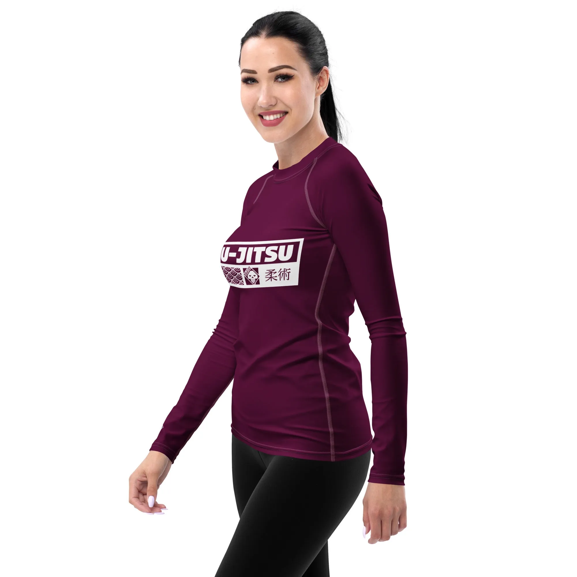 Womens Long Sleeve BJJ Rash Guard - Jiu-Jitsu 013 - Tyrian Purple