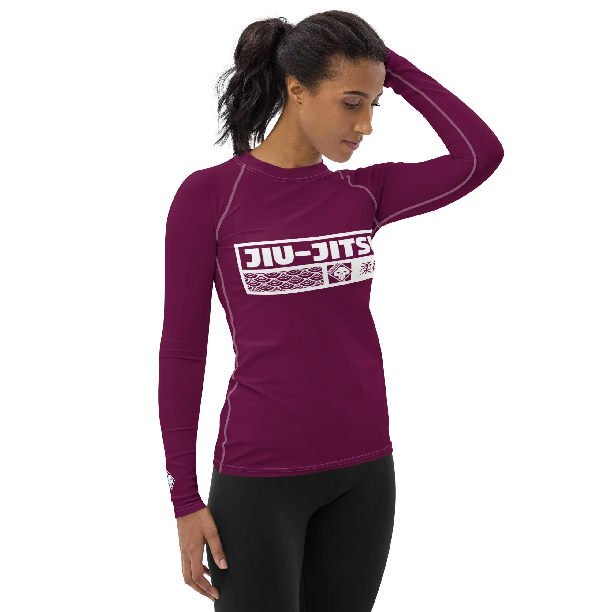 Womens Long Sleeve BJJ Rash Guard - Jiu-Jitsu 013 - Tyrian Purple