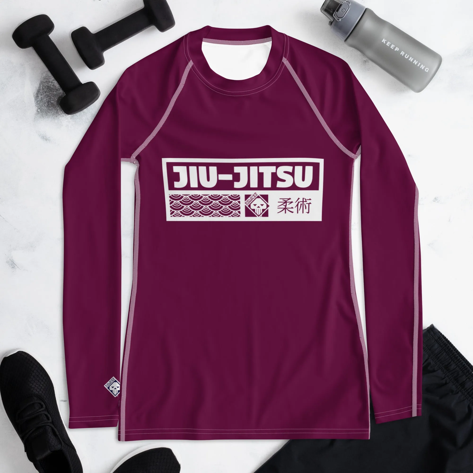 Womens Long Sleeve BJJ Rash Guard - Jiu-Jitsu 013 - Tyrian Purple