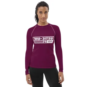 Womens Long Sleeve BJJ Rash Guard - Jiu-Jitsu 013 - Tyrian Purple