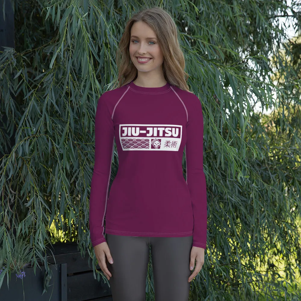 Womens Long Sleeve BJJ Rash Guard - Jiu-Jitsu 013 - Tyrian Purple