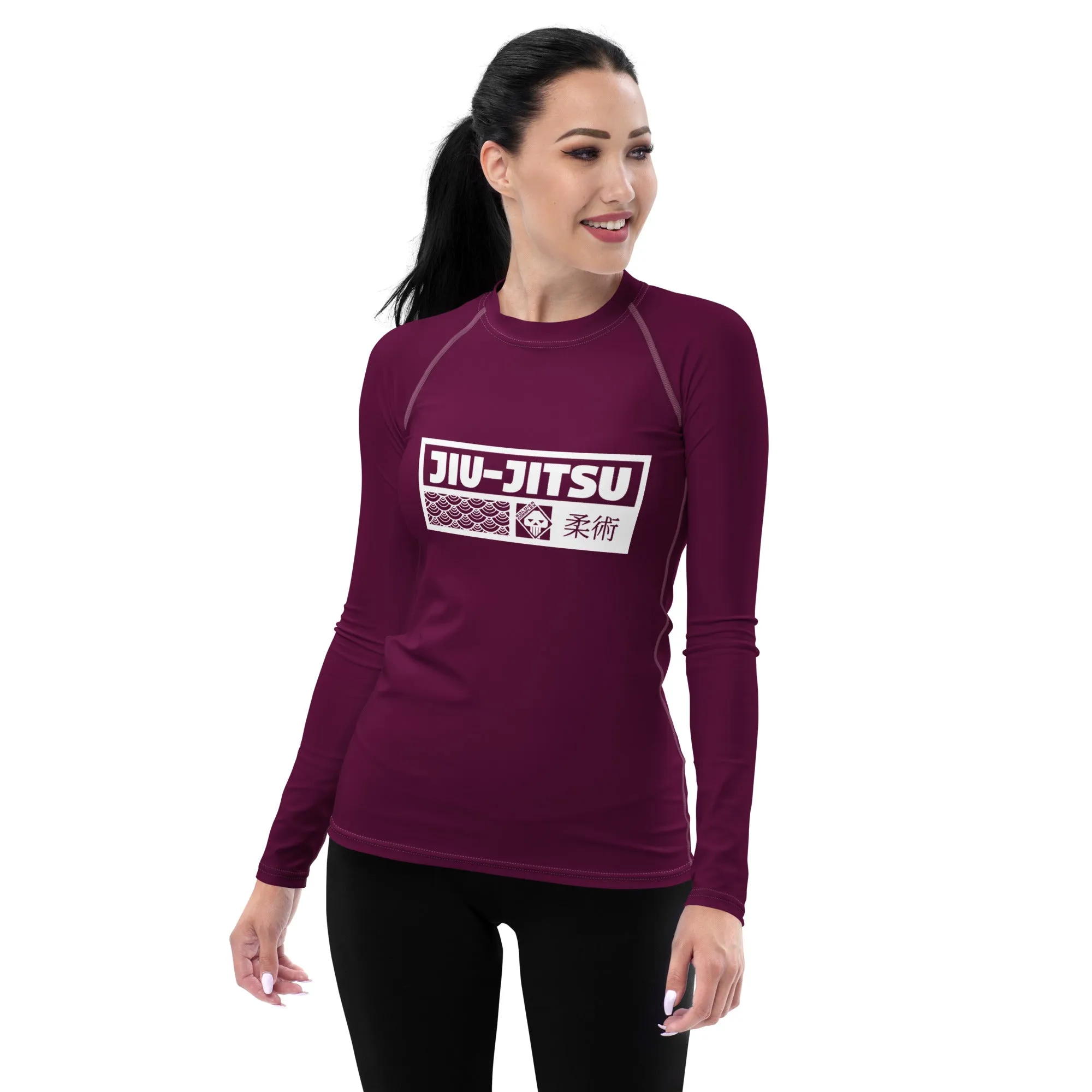 Womens Long Sleeve BJJ Rash Guard - Jiu-Jitsu 013 - Tyrian Purple