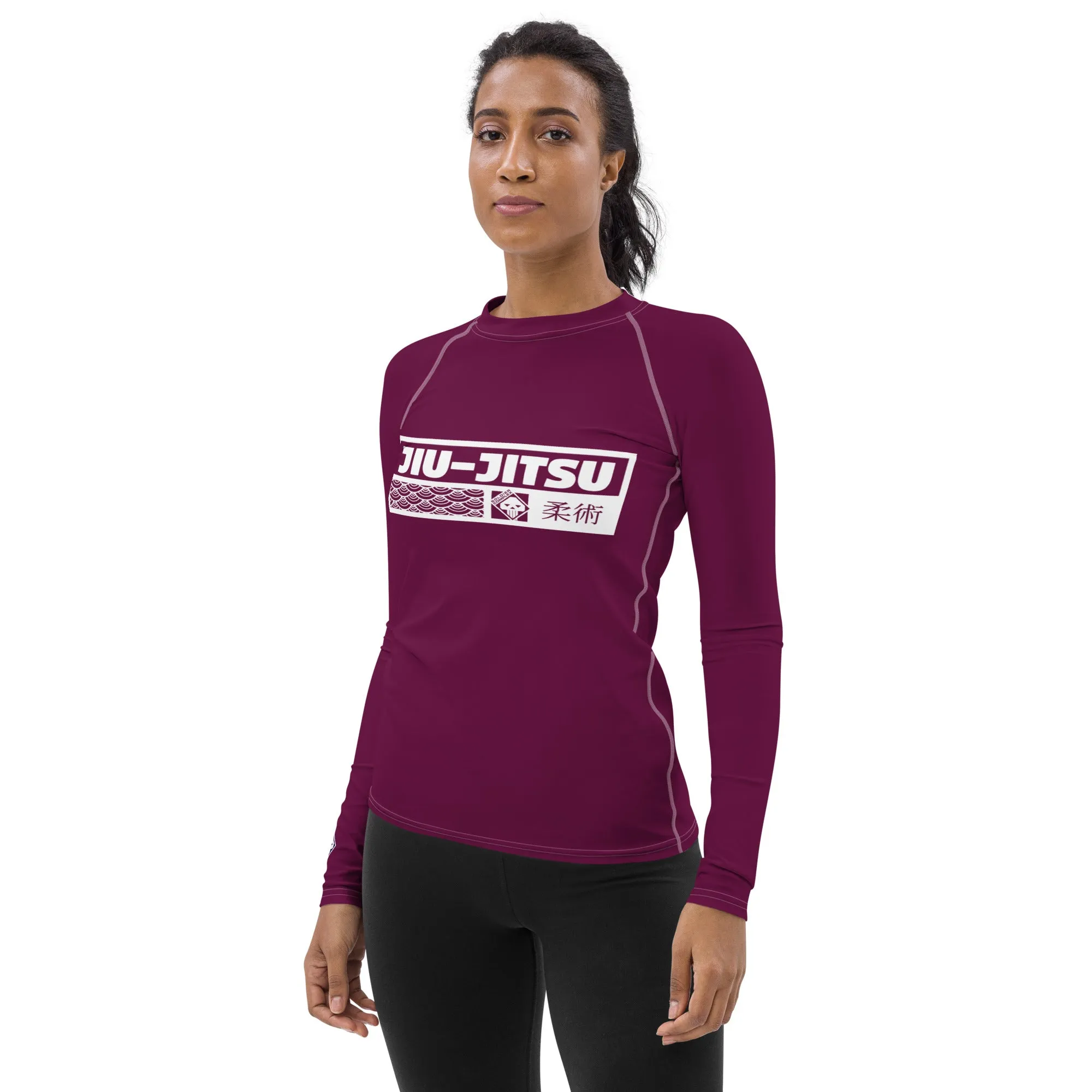 Womens Long Sleeve BJJ Rash Guard - Jiu-Jitsu 013 - Tyrian Purple