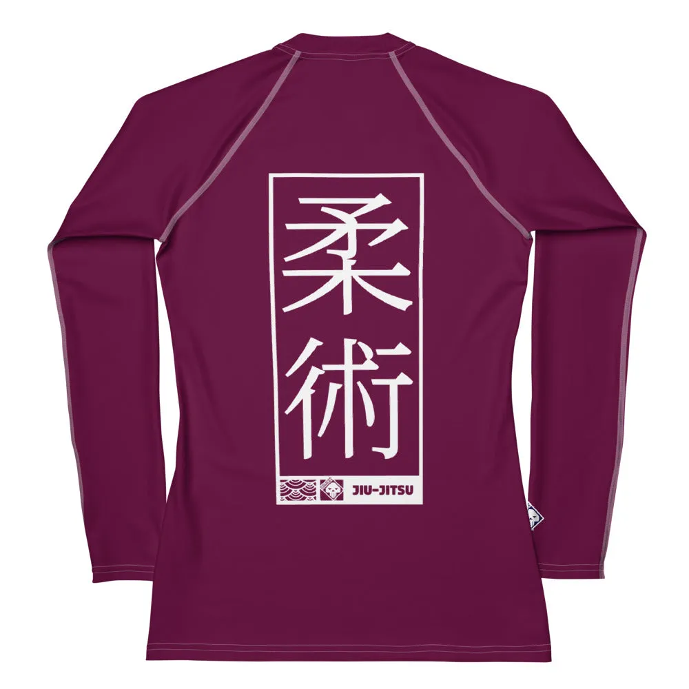 Womens Long Sleeve BJJ Rash Guard - Jiu-Jitsu 013 - Tyrian Purple