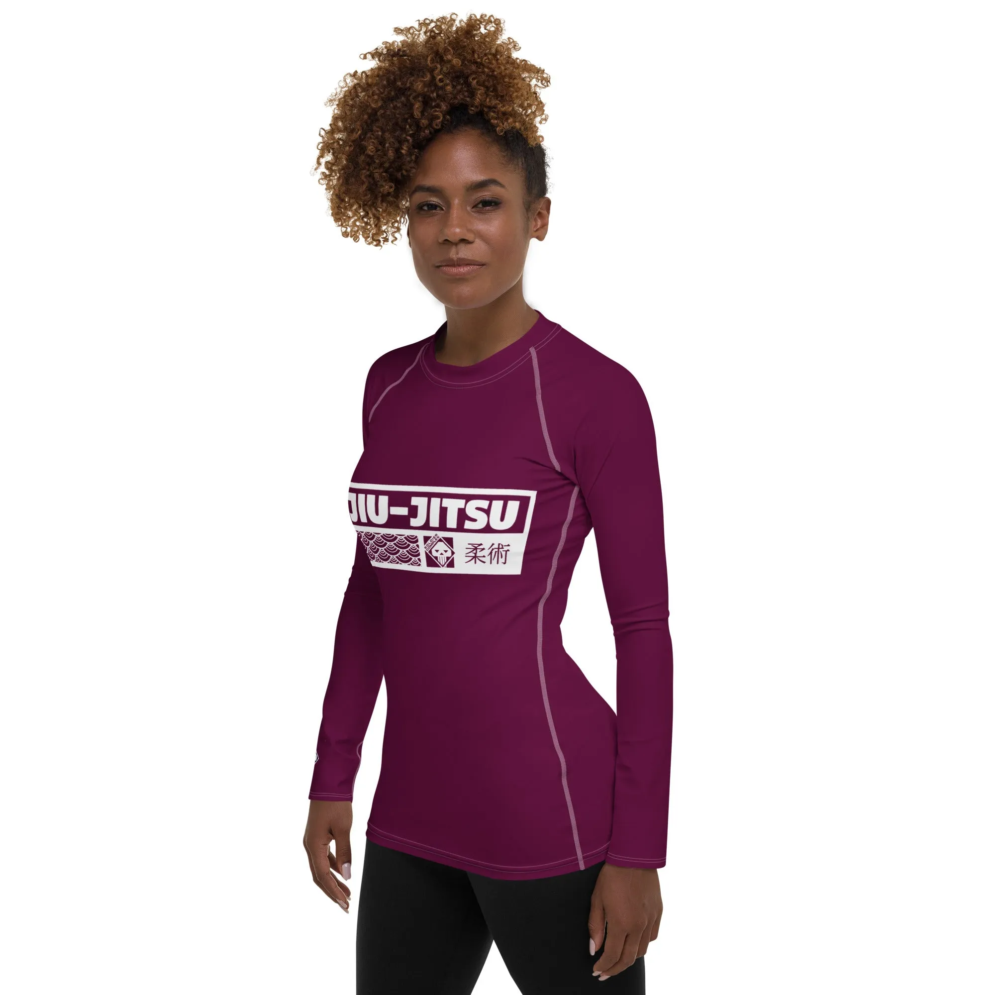 Womens Long Sleeve BJJ Rash Guard - Jiu-Jitsu 013 - Tyrian Purple