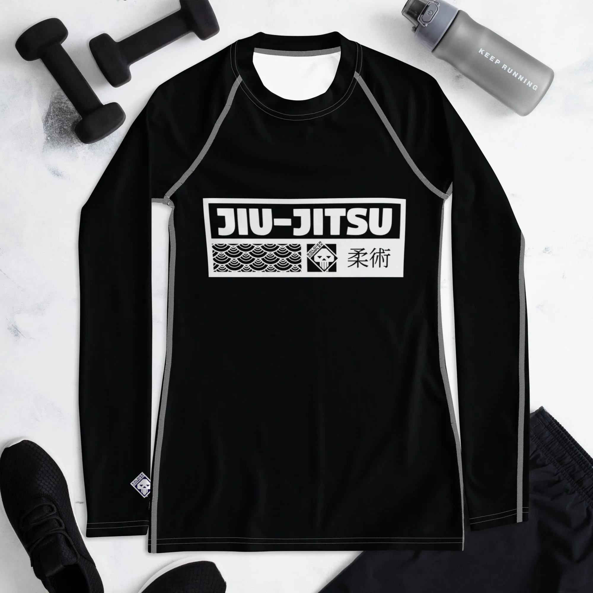 Womens Long Sleeve BJJ Rash Guard - Jiu-Jitsu 015 - Noir