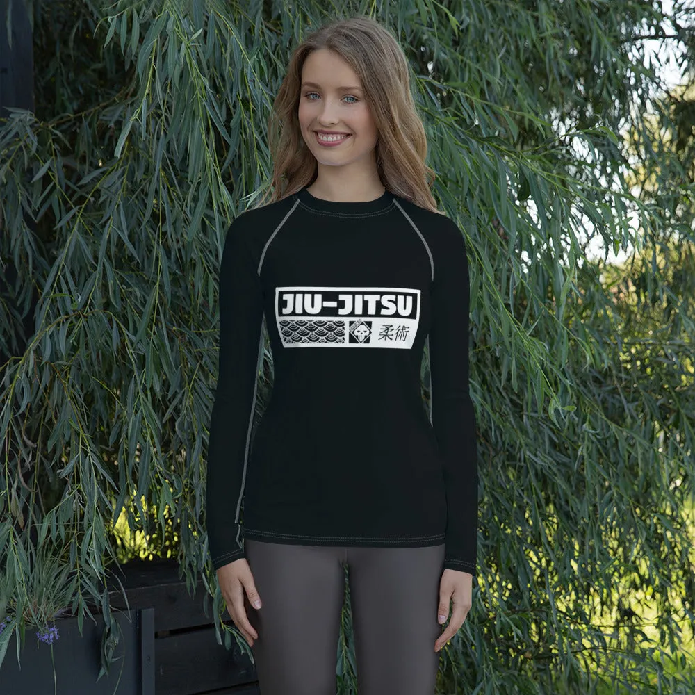 Womens Long Sleeve BJJ Rash Guard - Jiu-Jitsu 015 - Noir