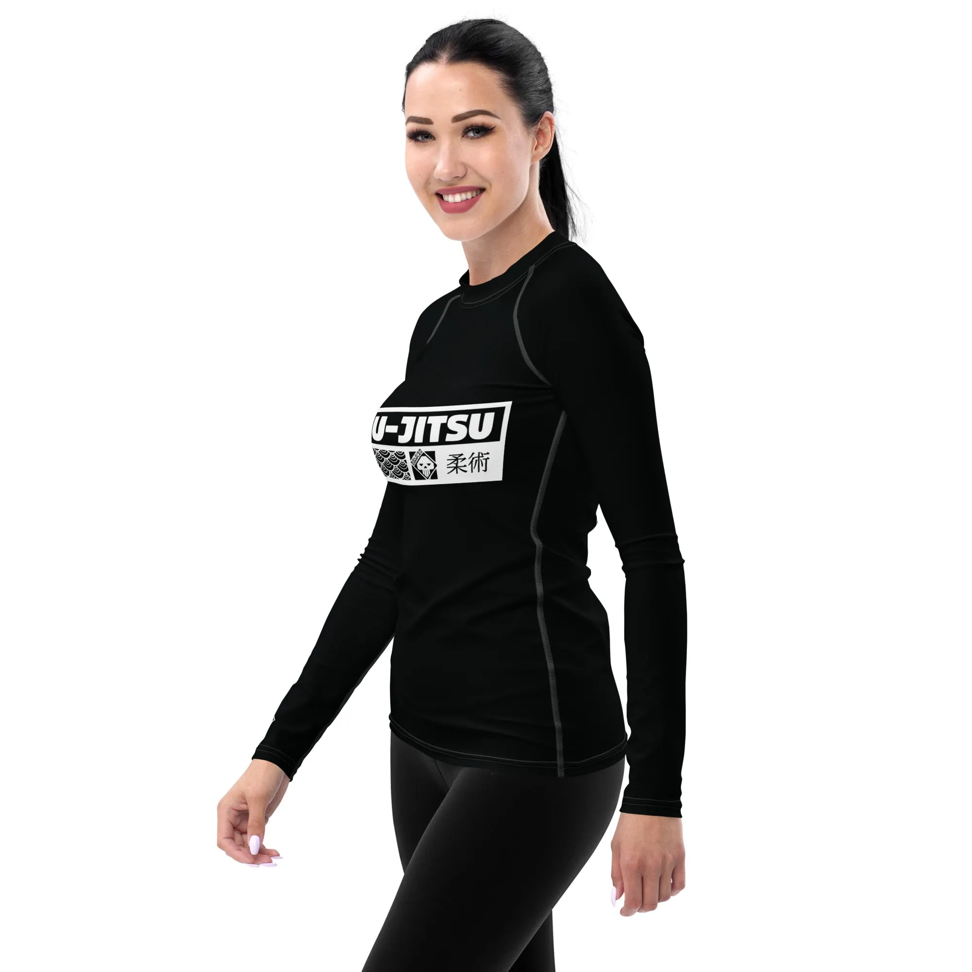 Womens Long Sleeve BJJ Rash Guard - Jiu-Jitsu 015 - Noir