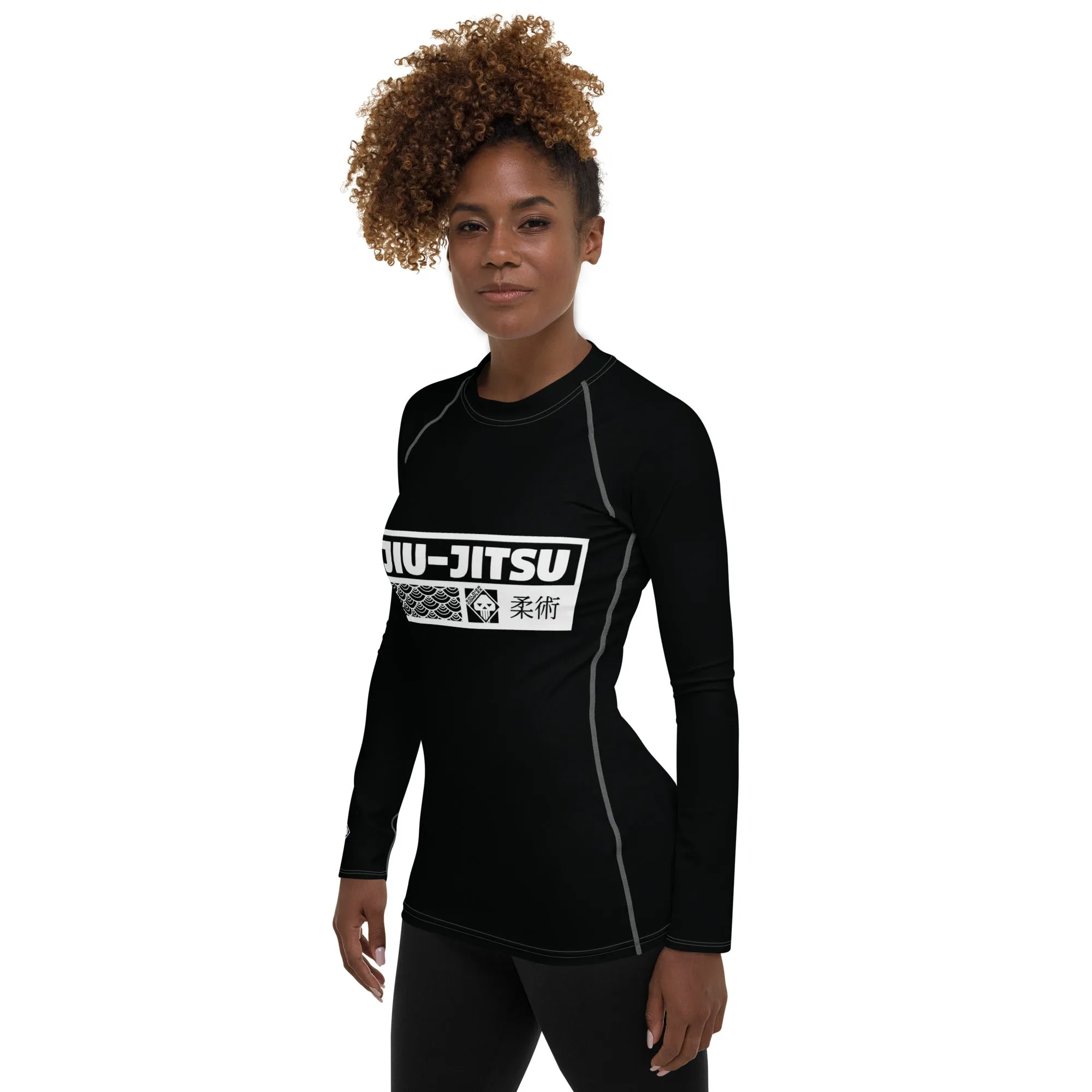 Womens Long Sleeve BJJ Rash Guard - Jiu-Jitsu 015 - Noir