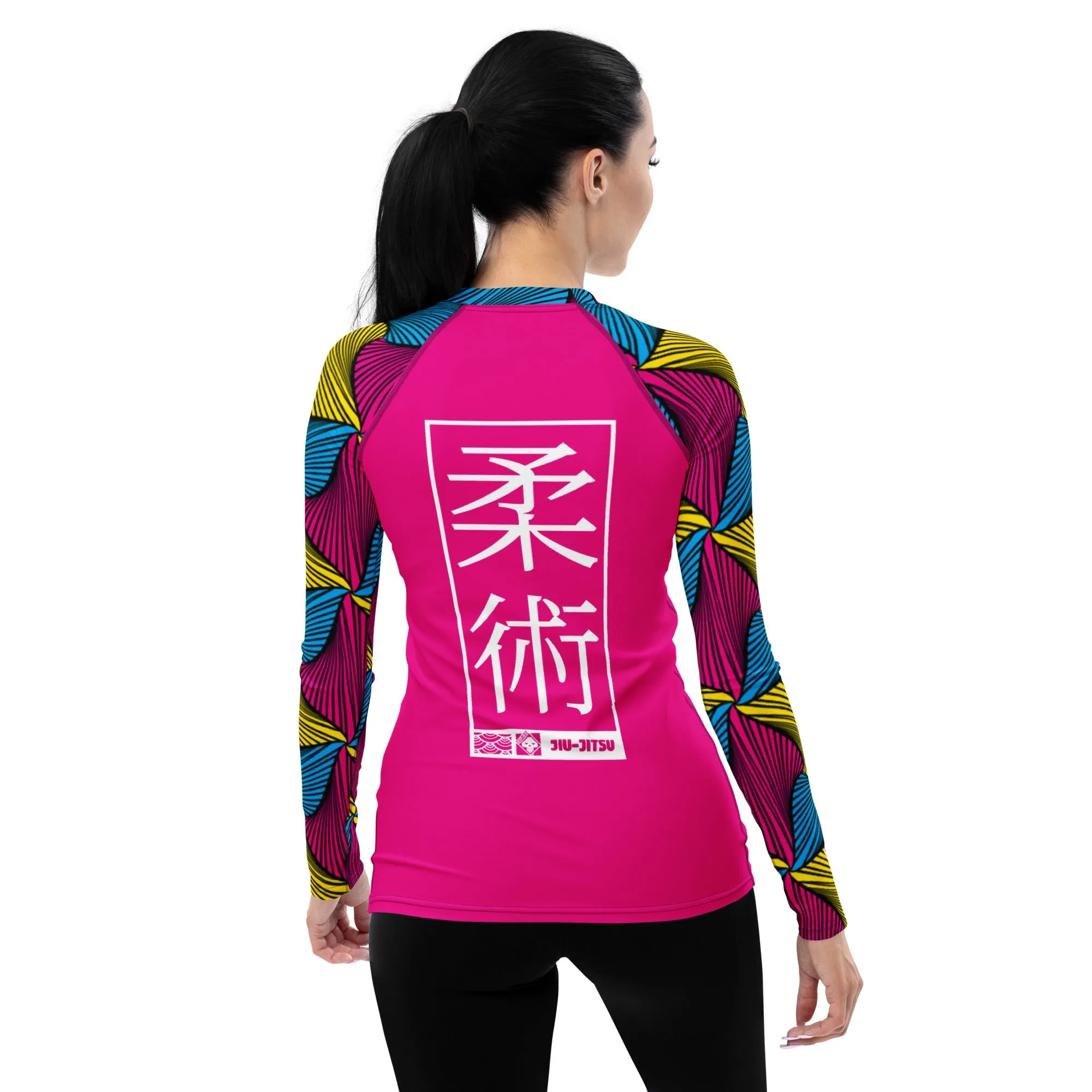 Women's Long Sleeve No Gi BJJ Rash Guard - Ankara Wax Print Rash Guard 003