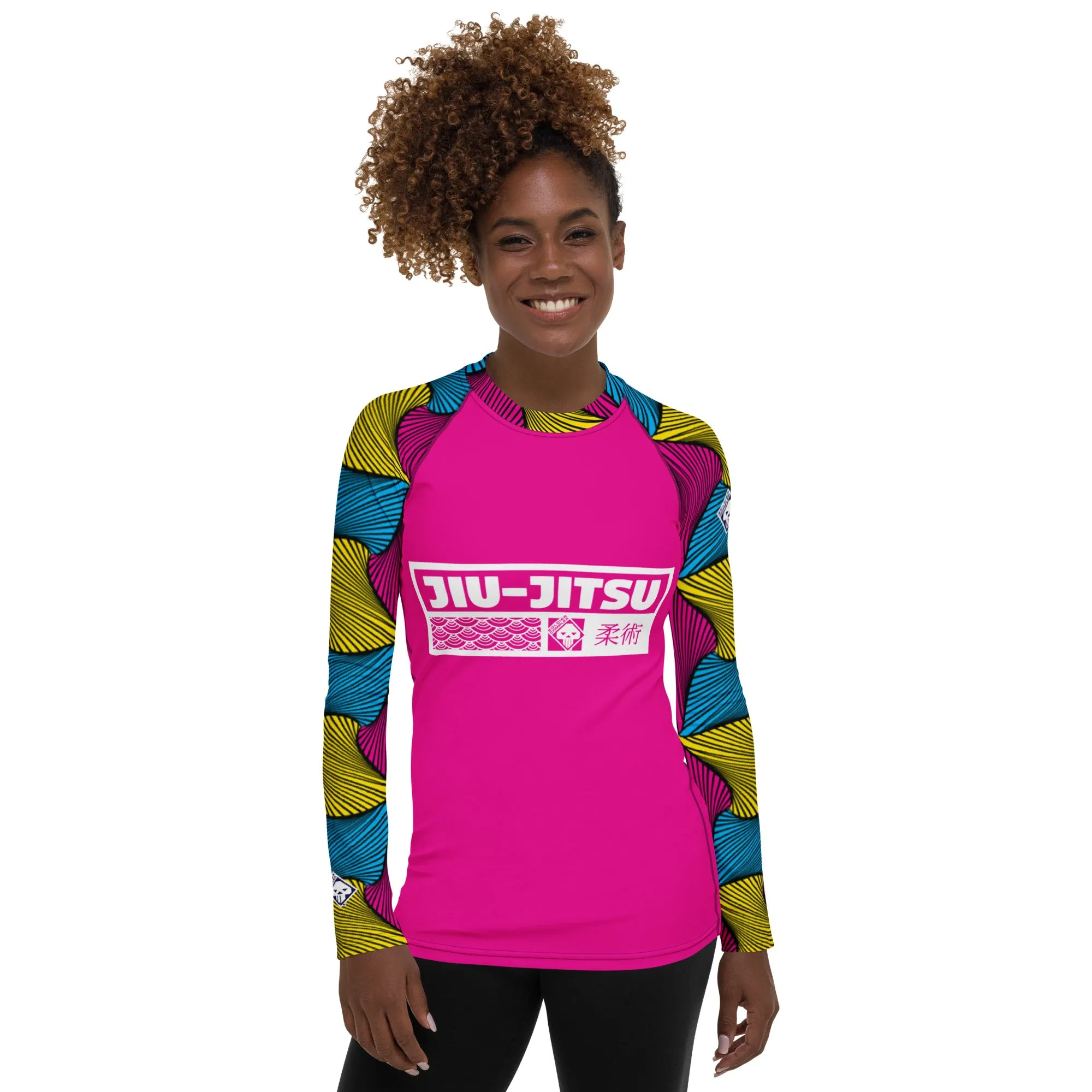 Women's Long Sleeve No Gi BJJ Rash Guard - Ankara Wax Print Rash Guard 003