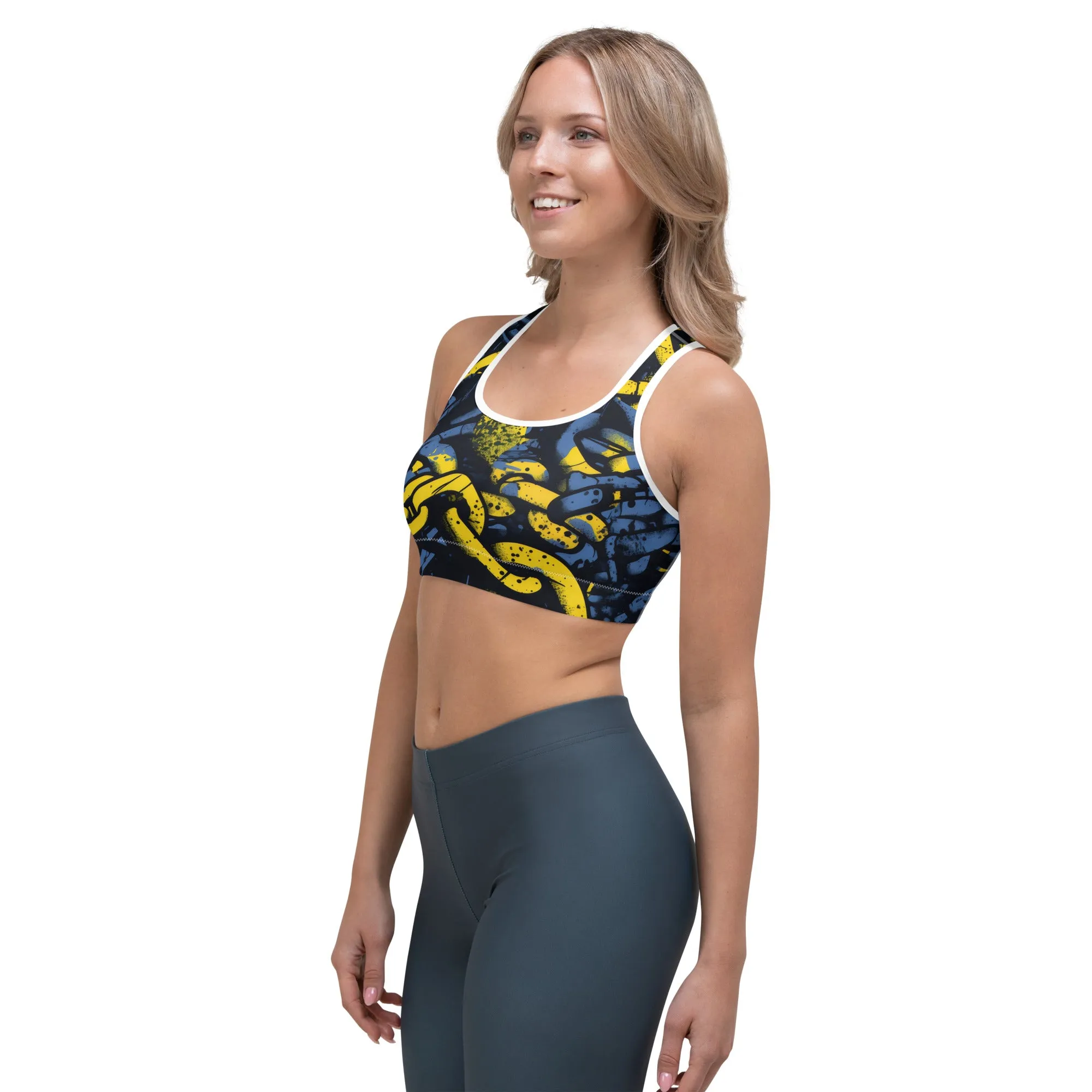 Women's Mile After Mile - Golden Chains 002 Racer Back Sports Bra