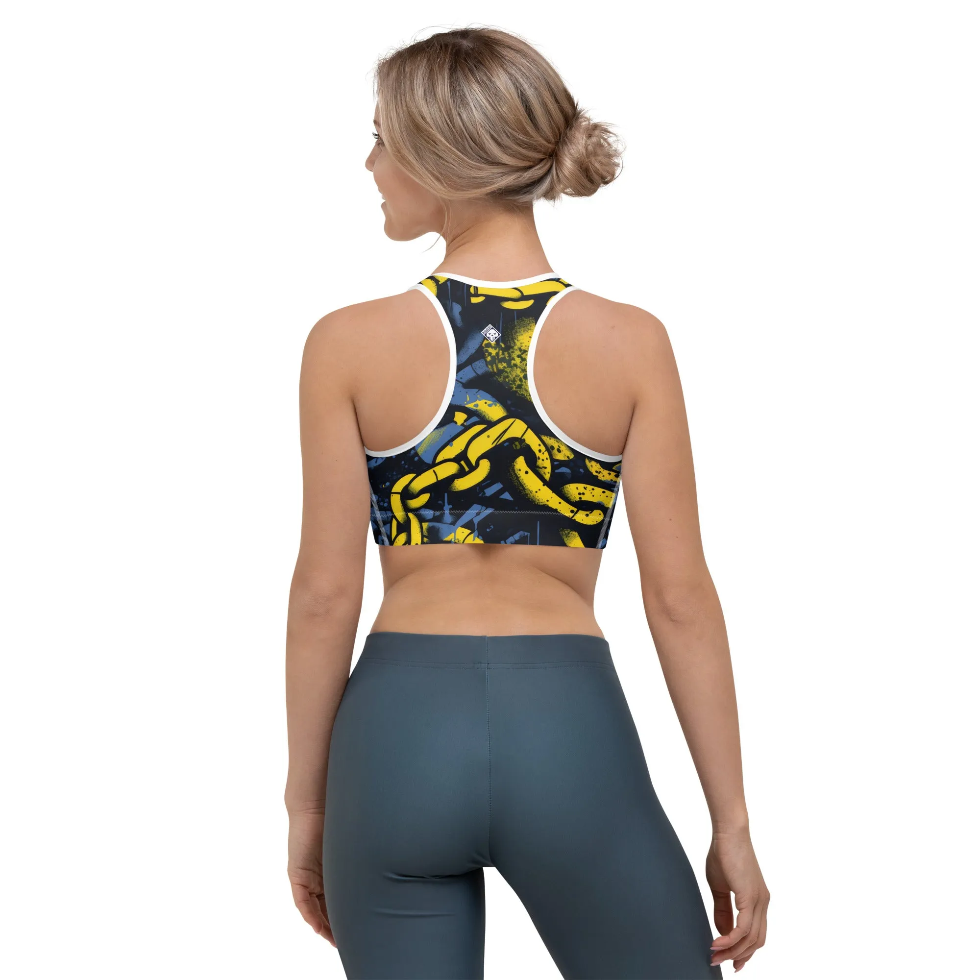 Women's Mile After Mile - Golden Chains 002 Racer Back Sports Bra