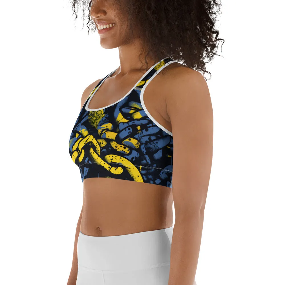 Women's Mile After Mile - Golden Chains 002 Racer Back Sports Bra