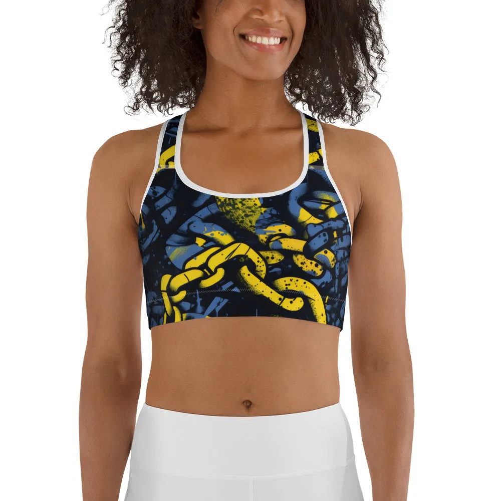 Women's Mile After Mile - Golden Chains 002 Racer Back Sports Bra