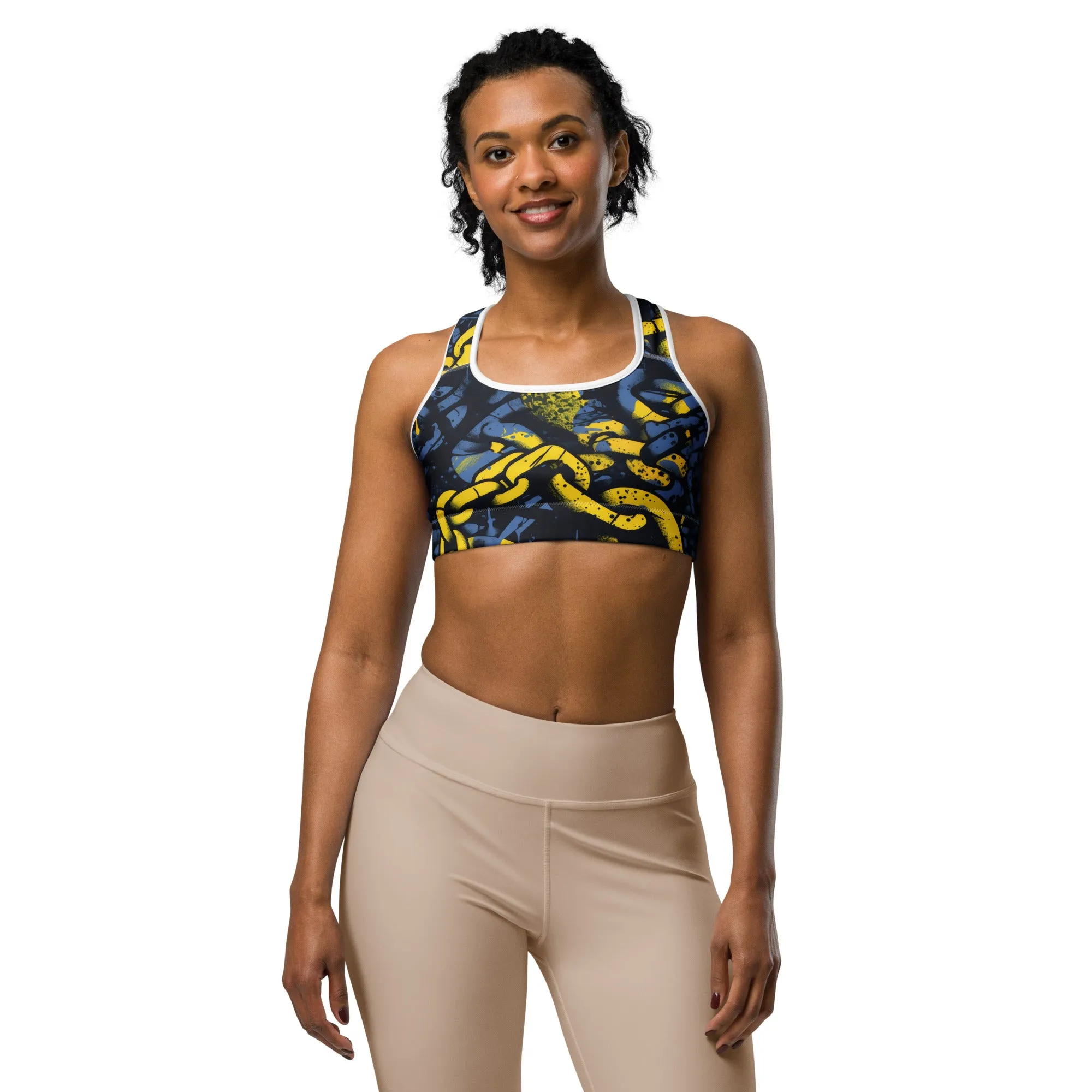 Women's Mile After Mile - Golden Chains 002 Racer Back Sports Bra