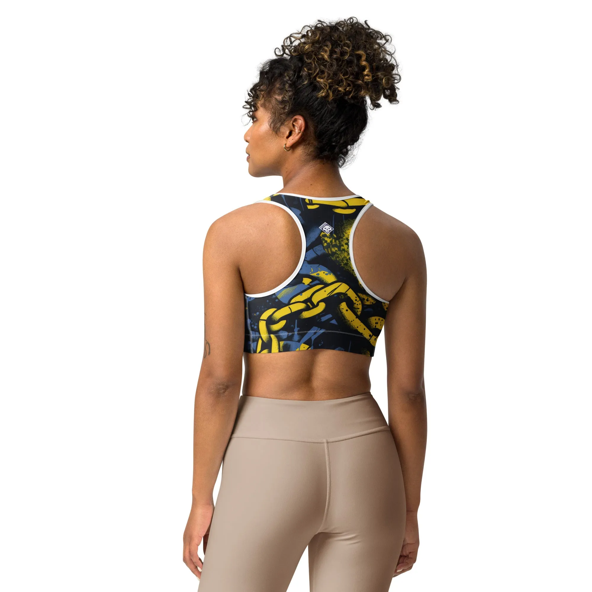 Women's Mile After Mile - Golden Chains 002 Racer Back Sports Bra