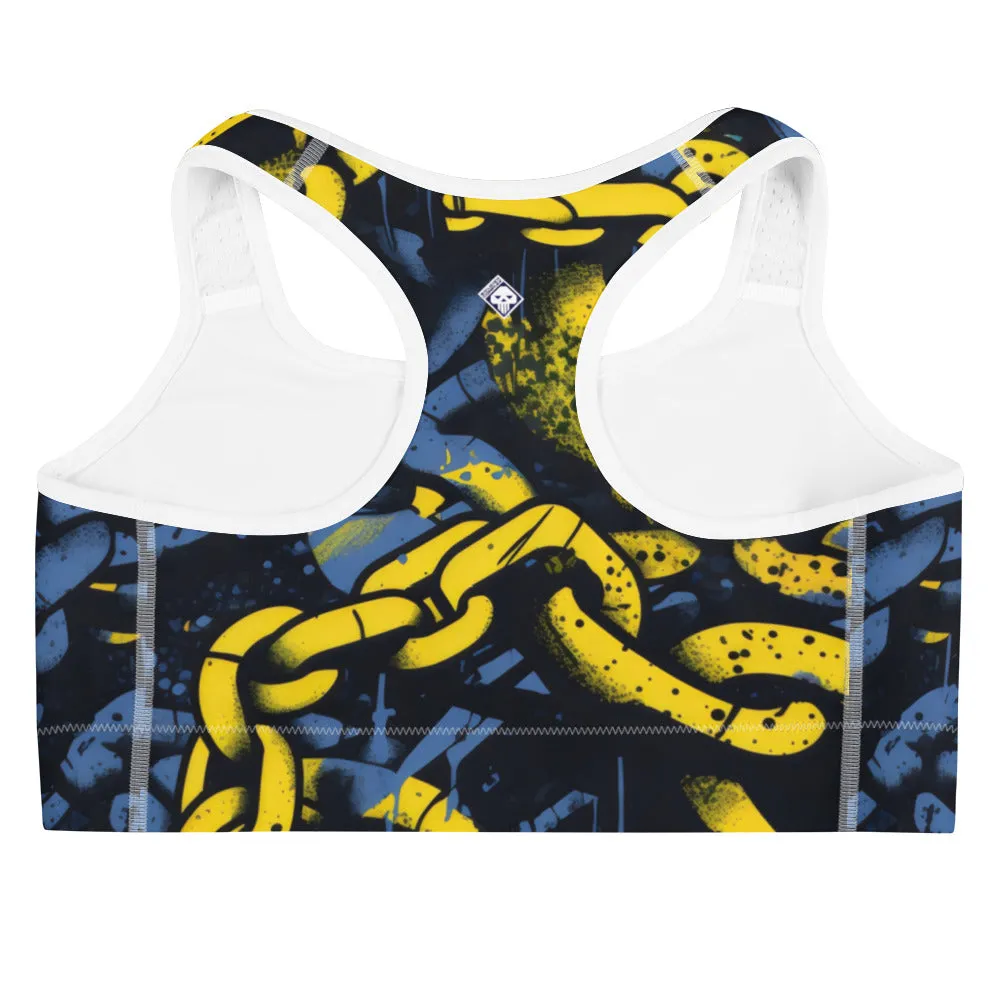 Women's Mile After Mile - Golden Chains 002 Racer Back Sports Bra