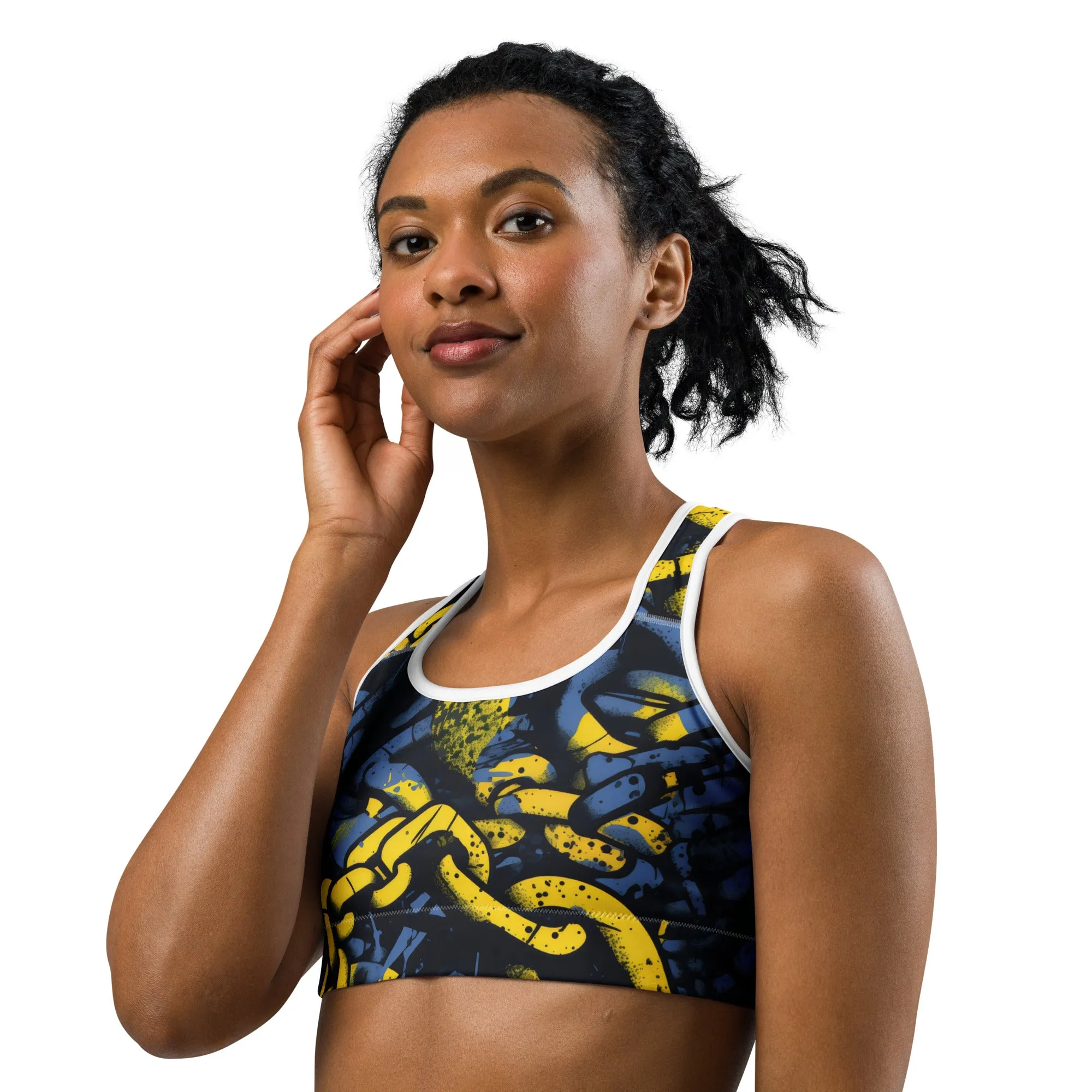 Women's Mile After Mile - Golden Chains 002 Racer Back Sports Bra