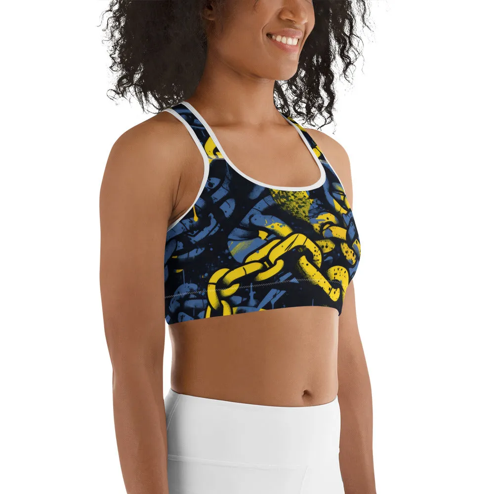 Women's Mile After Mile - Golden Chains 002 Racer Back Sports Bra