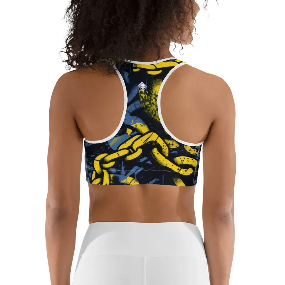 Women's Mile After Mile - Golden Chains 002 Racer Back Sports Bra