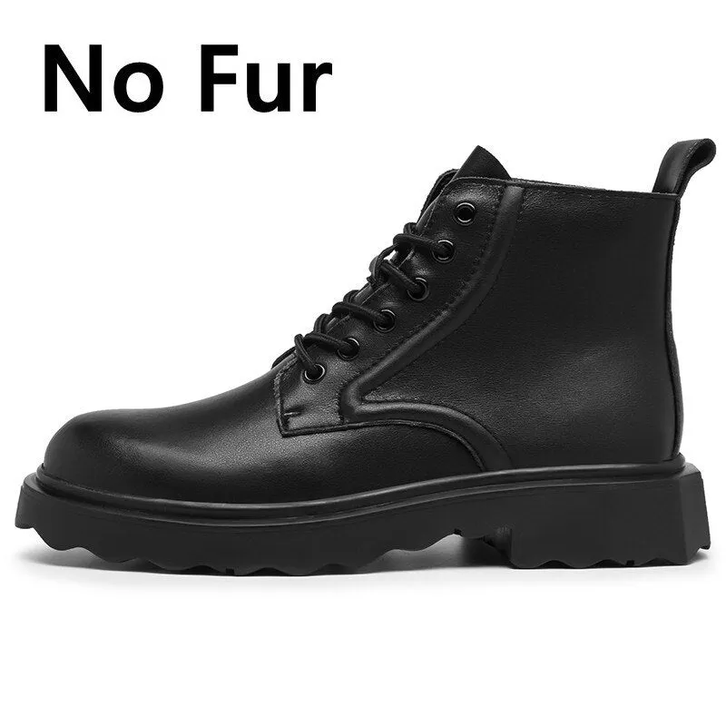 Xituodai  New Men  Boots Motorcycle Men Boots Winter Soft Leather Shoes Men Black Winter Platform Snow Boots Men Winter Plush Boots