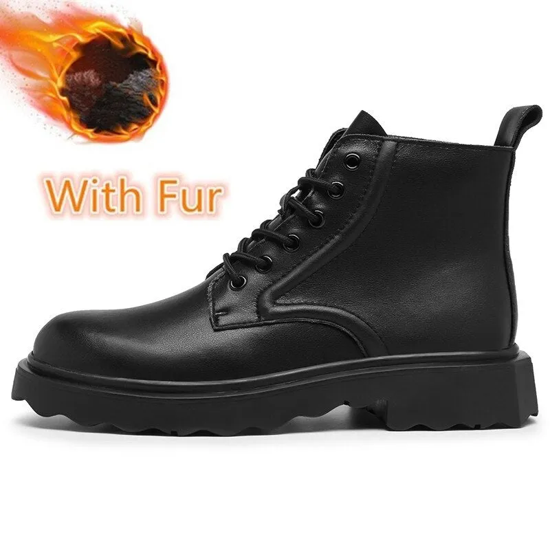 Xituodai  New Men  Boots Motorcycle Men Boots Winter Soft Leather Shoes Men Black Winter Platform Snow Boots Men Winter Plush Boots