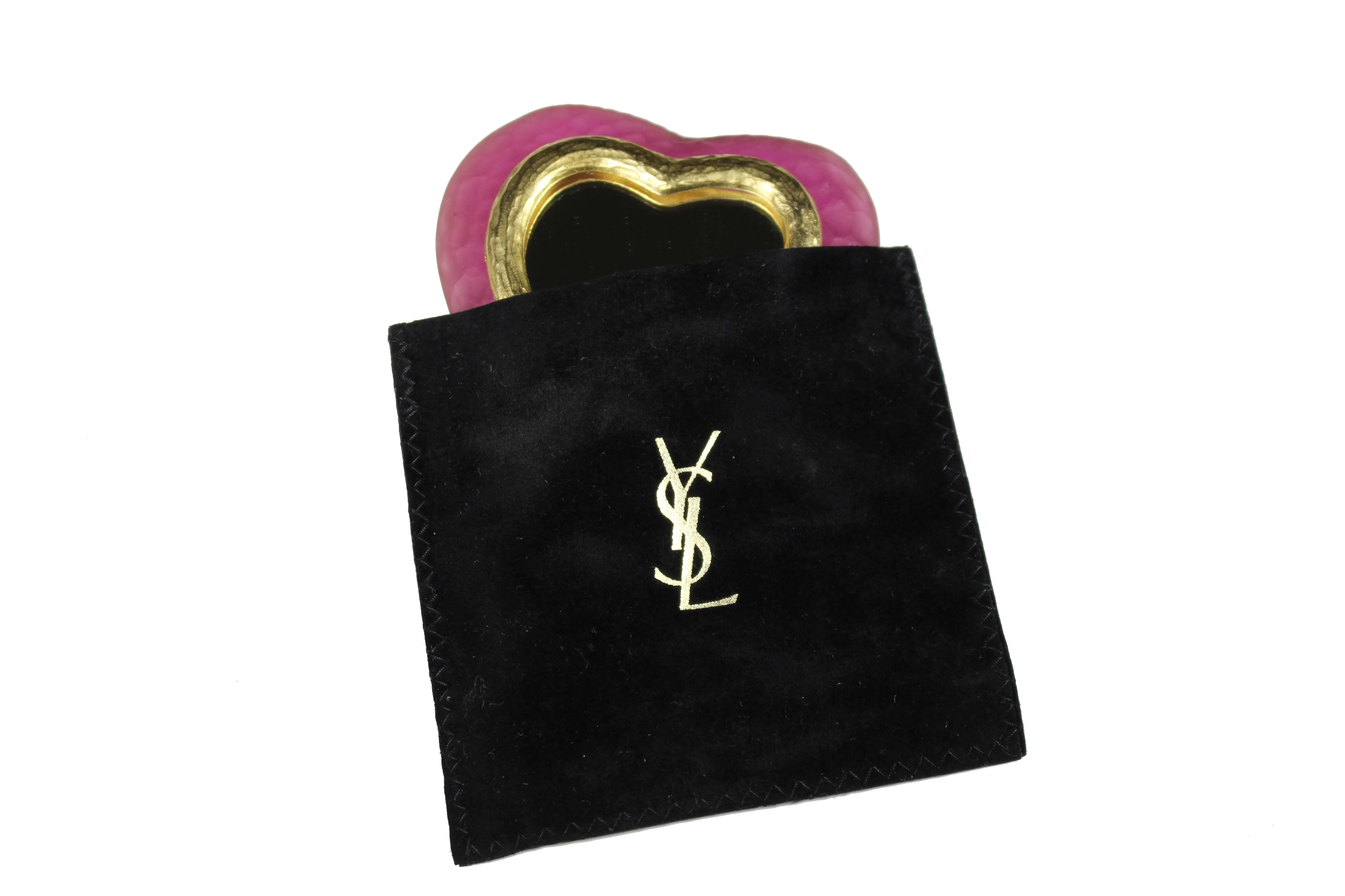 YVES SAINT LAURENT pink heart pocket mirror